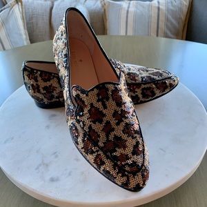 Kate Spade Caty Loafer Leopard Print Sequined Cat
